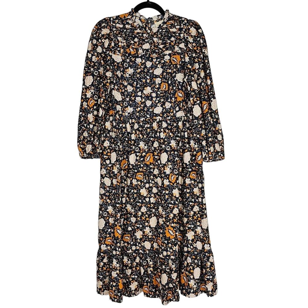 Universal Thread Womens Size XS Prairie Floral Dress Peasant Cottagecore Navy
